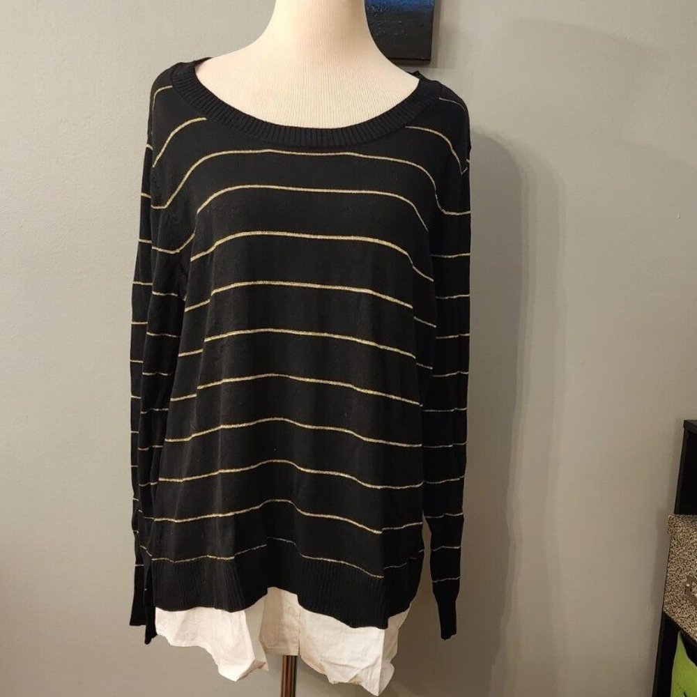 Basic Editions Black/Gold Layered Look Top 1X